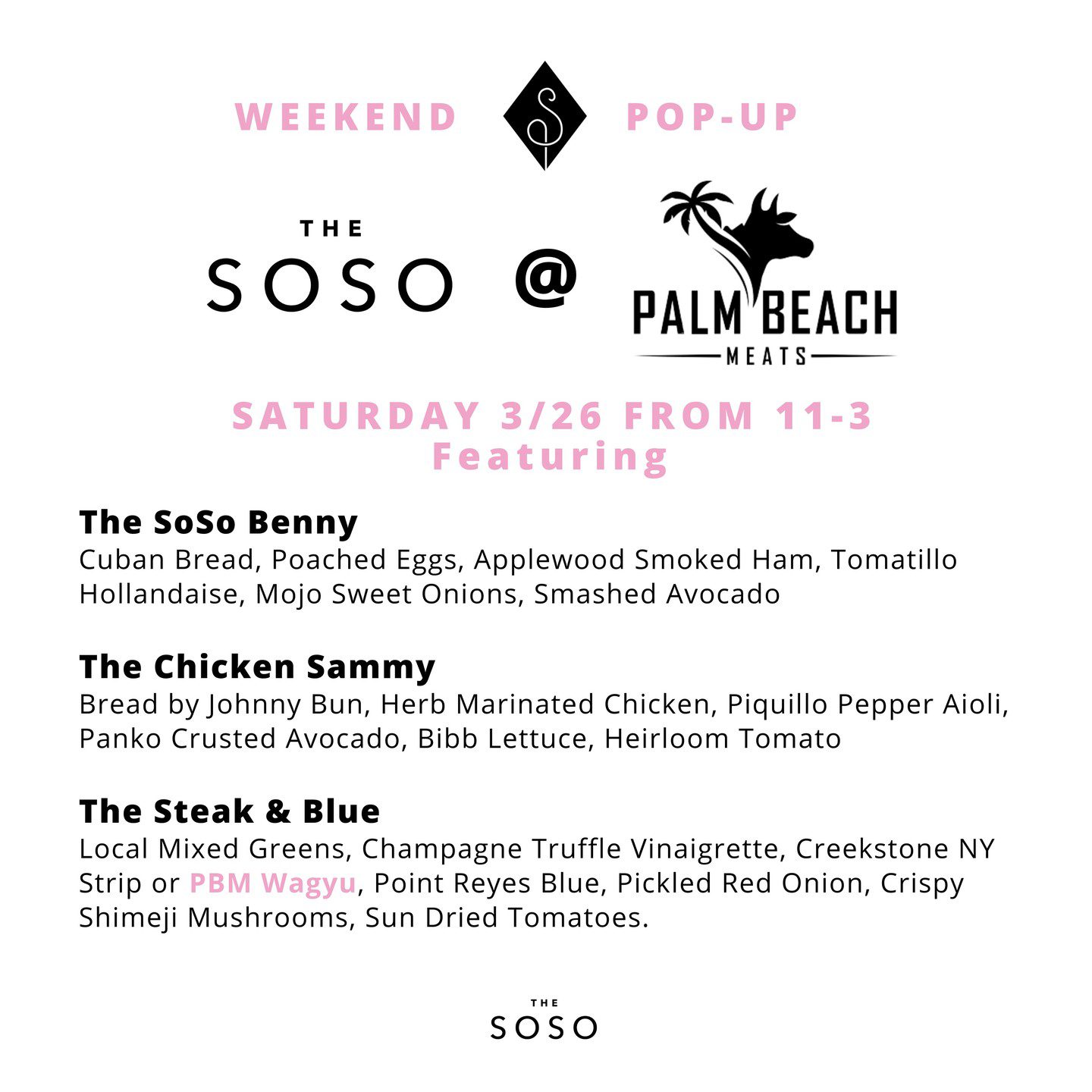 We're popping up this weekend with our neighbors @palmbeachmeats. Come check out a sneak preview of our menu Saturday 3/26 from 11-3!
.
.
.