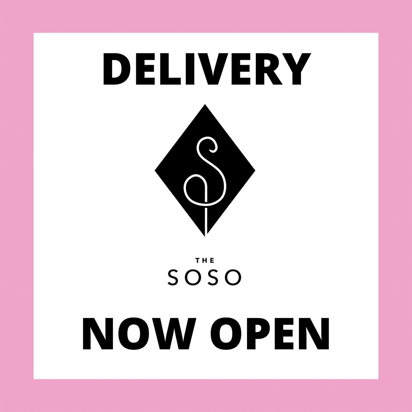 Delivery now available through our website thesosowpb.com! See you at your doorstep!