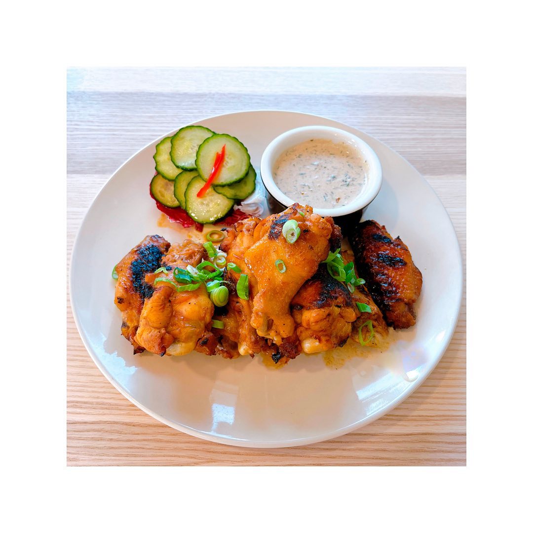 The Grilled Wings:Kalbi Marinated Chicken Wings, Pickled Cucumber Salad, Yuzu Ranch. Available until 5/22 only.
.
.
.
.