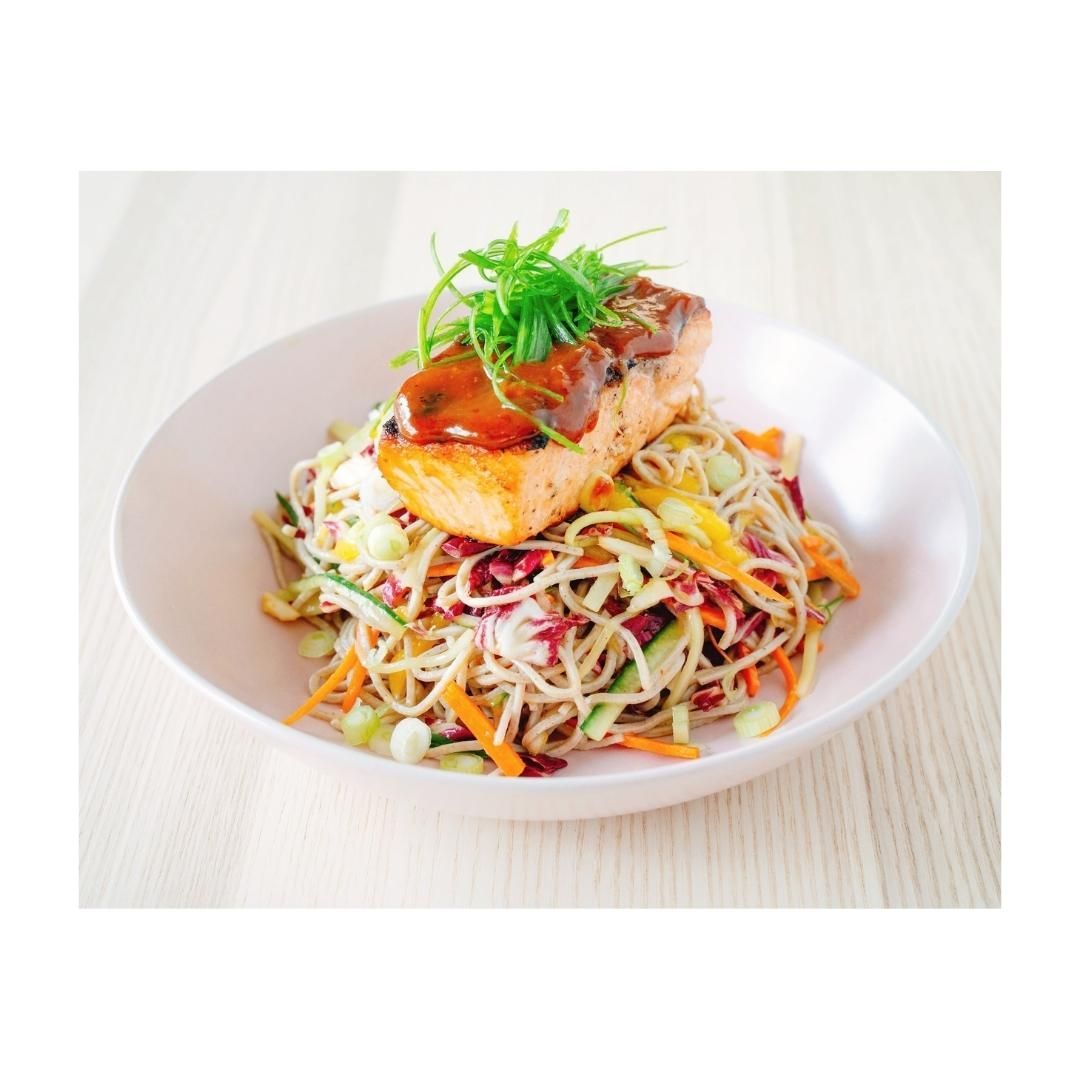 If you haven't tried our Grilled Salmon yet, you're missing out! Wild Caught Scottish Salmon grilled to order over a bed of Soba Noodles and tossed in Chef Cesar's Passionfruit Vinaigrette. Available all day, everyday! .
.
.

@fishswholesale954