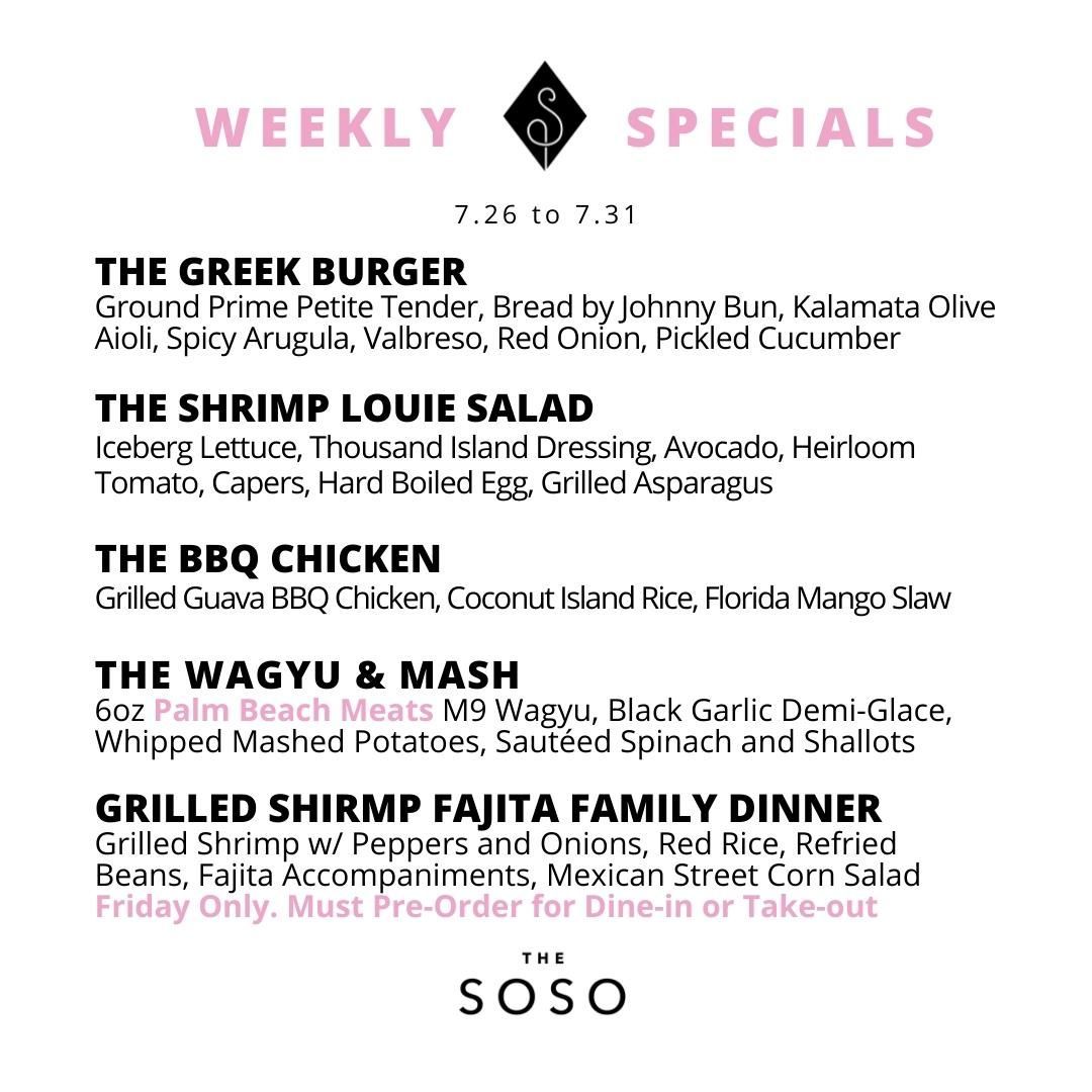 New Week, New Specials! Available Tuesday at 4pm then all day Wednesday-Sunday or until they sell out! Also don't miss our Friday Family Dinners Special. Pre-Order Online or Call!
.
.
.
